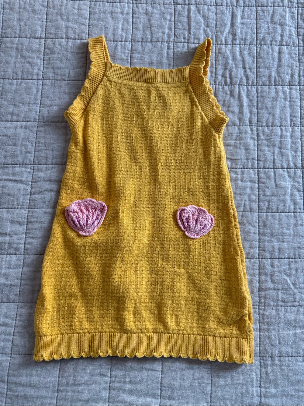Old Navy Yellow Knit Toddler Dress with Scalloped Neckline